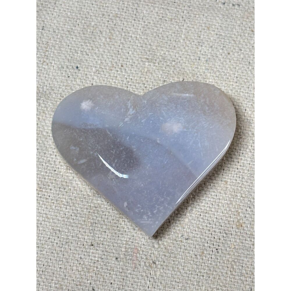 Blue Stone Heart Carved From Rock Glossy Polish Shined 1.5" x 2"